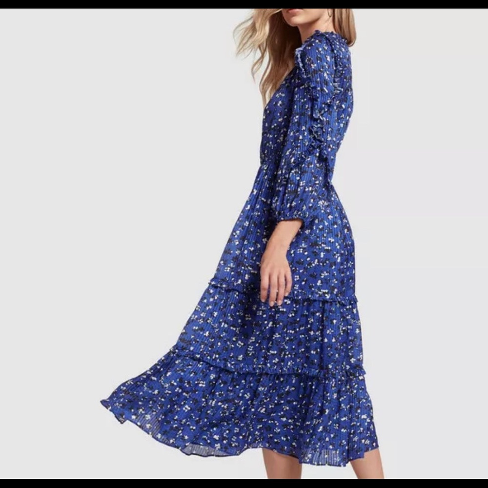 Ulla Johnson Fantine Dress 4 Blue Cotton Silk NWT